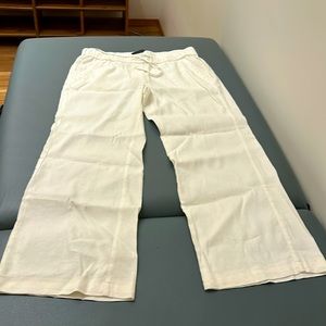 Ann Taylor white  linen drawstring pants, size 6